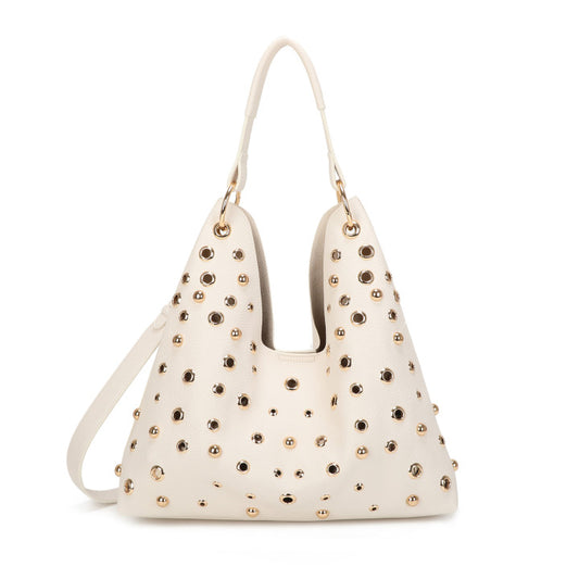 Sac Shopper avec clous - Blanc