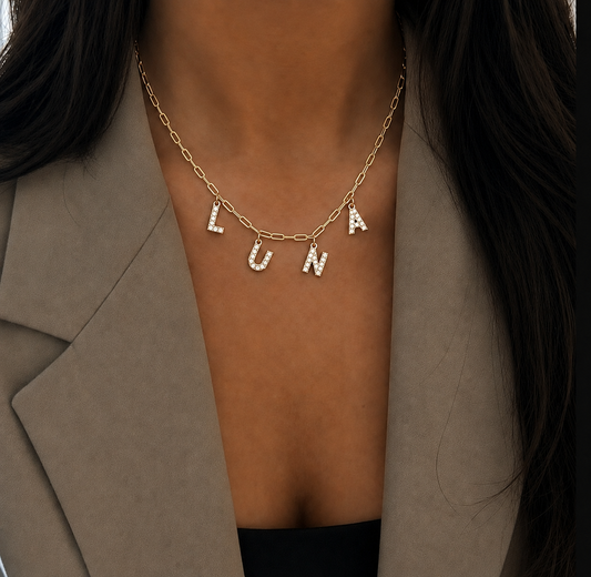 Collier Fantasia chaine trombone or - personnalisable