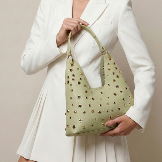 Sac Shopper avec clous - Vert clair
