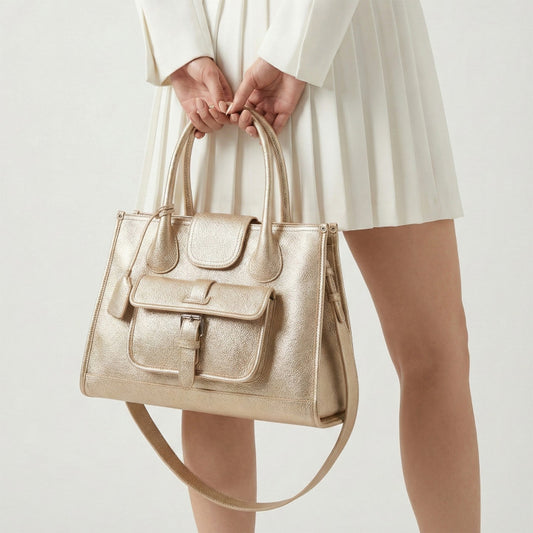 Sac Shopper avec poche - Or