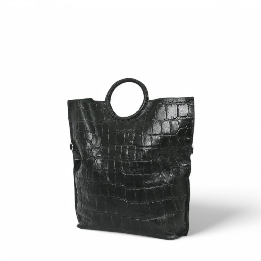 Sac Shopper en cuir - noir